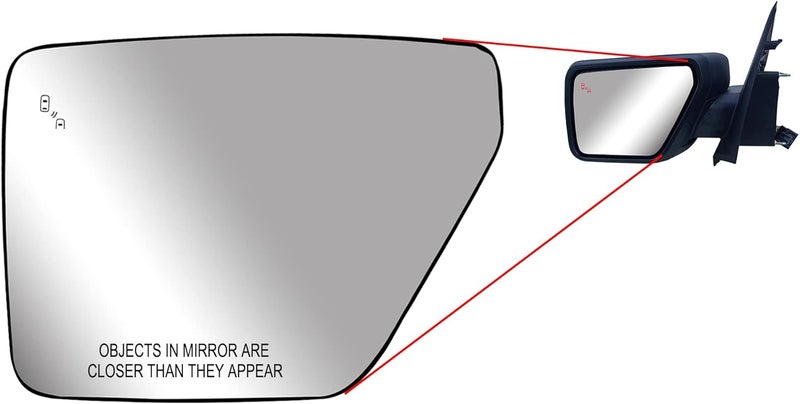 LONGLING Replacement Driver Left Side Door Mirror Glass Heated with BLIS for Ford F-150 (2021-2023) - Image 2