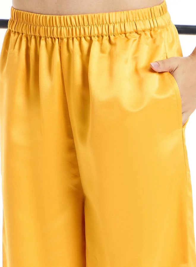 SASSAFRAS Solid Satin Longline Shirt & Straight Leg Pants Co-Ords by Styli