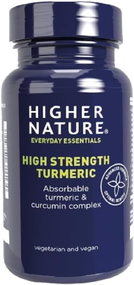 Higher Nature Turmeric Capsules High Strength Powerful Support Tumeric Curcumin Supplement Vegan 60 Capsules - Image 1