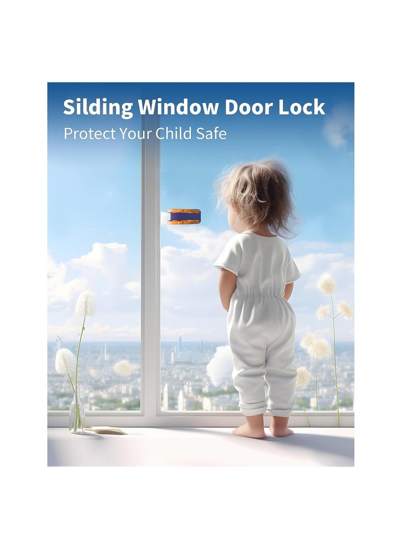 شو وو Sliding Door Lock for Child Safety, Glass Window Security Lock, Baby Pets Proofing Cabinet Doors Locks, No Drilling Tools Needed, 4 Pack - Image 2
