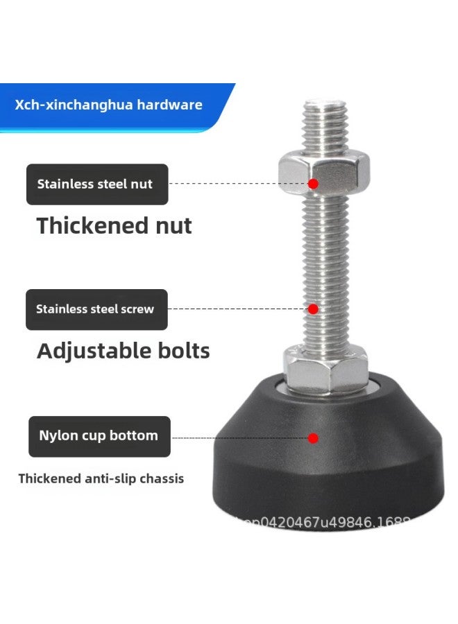 304 Stainless Steel Nylon Fixed Foot Cup Anchor Screw Adjustable Foot Pad Support Foot Cup Adjustable Foot M4M5M6M8-Specifications:Φ80*M18*100mm - Image 3