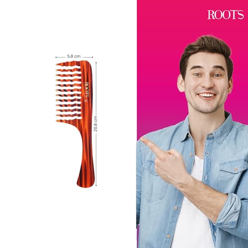 ROOTS Wavy Comb with Handle | Wide Teeth | Rounded Teeth prevent Hair & Scalp damage | For Women with Straight, Long, Wavy Hair | Wet & Dry use | Reduces Frizz | Length - 8.1 Inch | Model No - 82 - Image 4