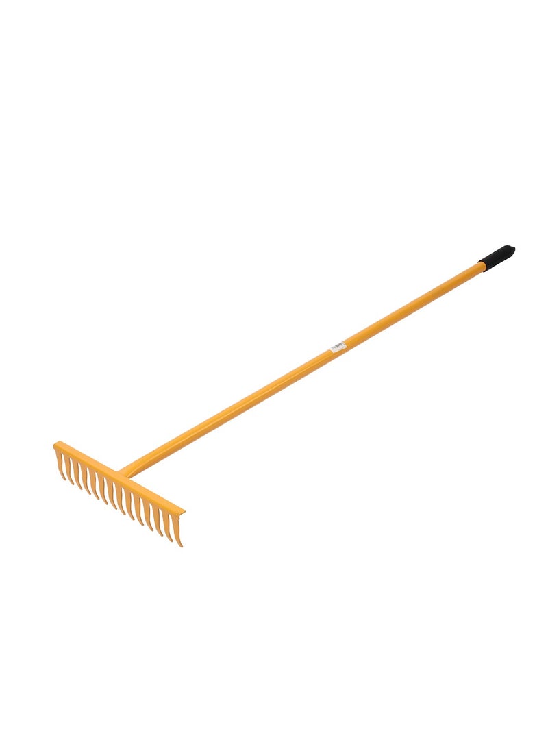BMB tools - Yellow Rake 1.2Mx14 |Landscape Rake Landscaping Rake Tool for Beach and Lawn Care,Loosening Soil Gathering Leaf Leveling Lawn Farming Land Management Yarn Thatch Rake - Image 1