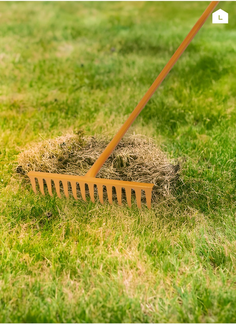 BMB tools - Yellow Rake 1.2Mx14 |Landscape Rake Landscaping Rake Tool for Beach and Lawn Care,Loosening Soil Gathering Leaf Leveling Lawn Farming Land Management Yarn Thatch Rake - Image 1