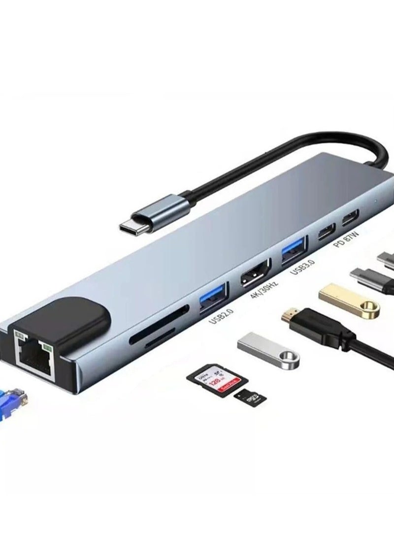 NEW 8-in-1 USB C Hub Docking Station - Type C Hub with HDMI 4K@60Hz, Ethernet, and Power Delivery
