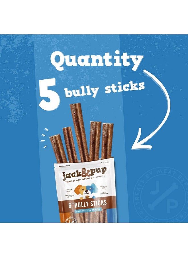 Jack&Pup 6 Inch Bully Sticks For Medium Dogs | Thick Odor Free Bully Sticks Long Lasting | All Natural, 100% Beef Pizzle Sticks (Thick 5, Pack) - Image 3