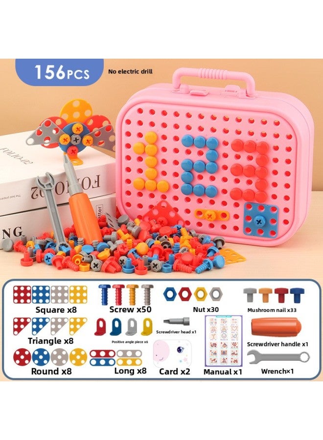 Children's Toy Tool Box Screw Screw Assembly Toy Boy's Disassembly And Assembly Children's Electric Drill Toy-Color:Thickened [unicorn] Toolbox-Specifications:461-piece Set [with Electric Drill Set]  - Image 1