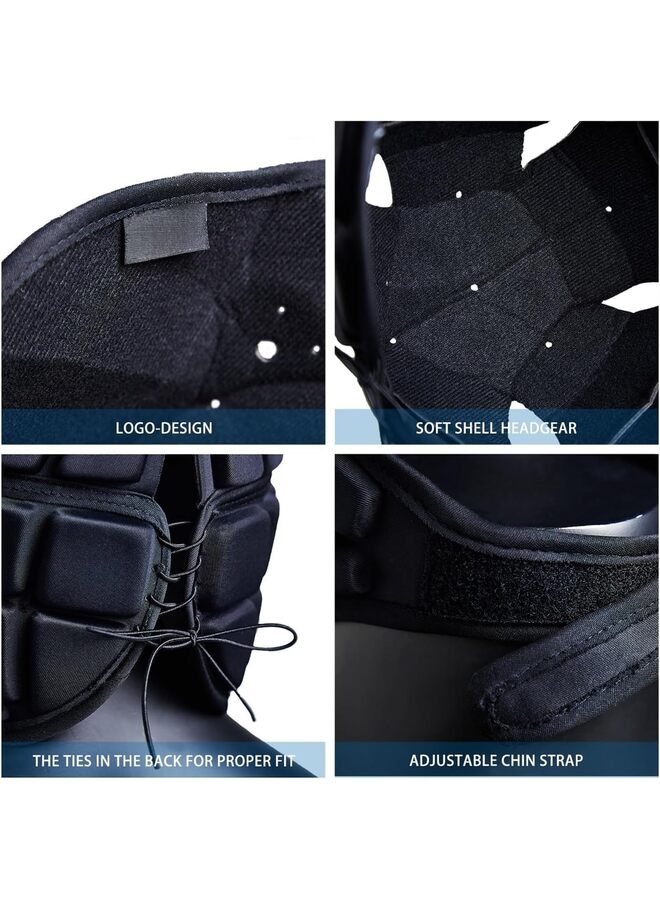 LAMAY Rugby Helmet, Rugby Headguards Soft Shell Flag Football Helmet 7v7 Rugby Helmet Scrum Cap Soccer Padded Headgear Adjustable Breathable Head Protector for Youth Kids Adults (Black-L) - Image 3