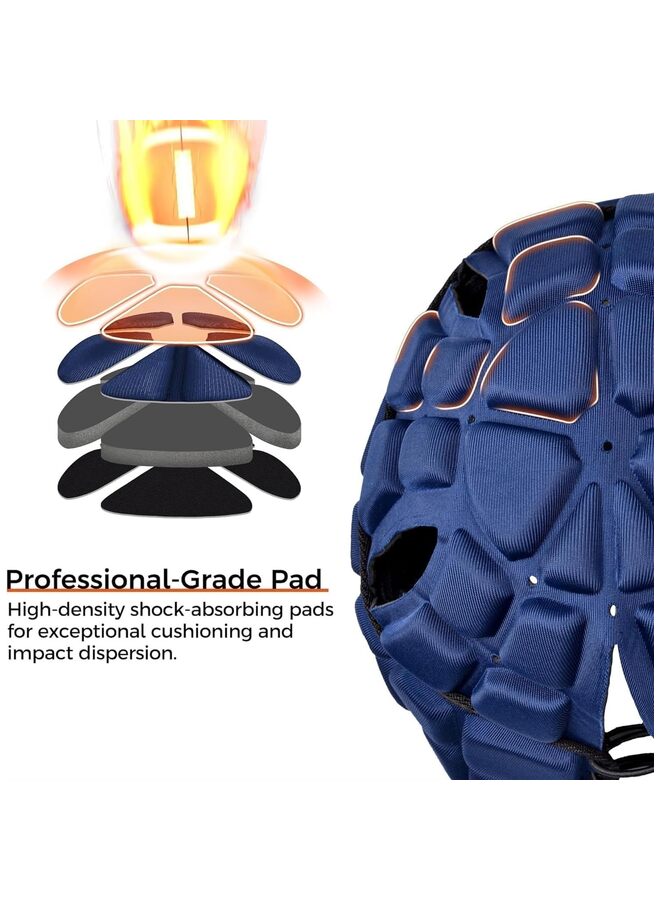 LAMAY Rugby Helmet, Rugby Headguards Soft Shell Flag Football Helmet 7v7 Rugby Helmet Scrum Cap Soccer Padded Headgear Adjustable Breathable Head Protector for Youth Kids Adults (Black-L) - Image 2