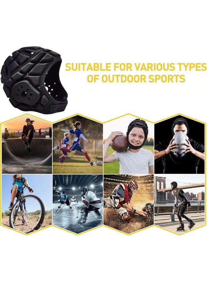 LAMAY Rugby Helmet, Rugby Headguards Soft Shell Flag Football Helmet 7v7 Rugby Helmet Scrum Cap Soccer Padded Headgear Adjustable Breathable Head Protector for Youth Kids Adults (Black-L) - Image 5