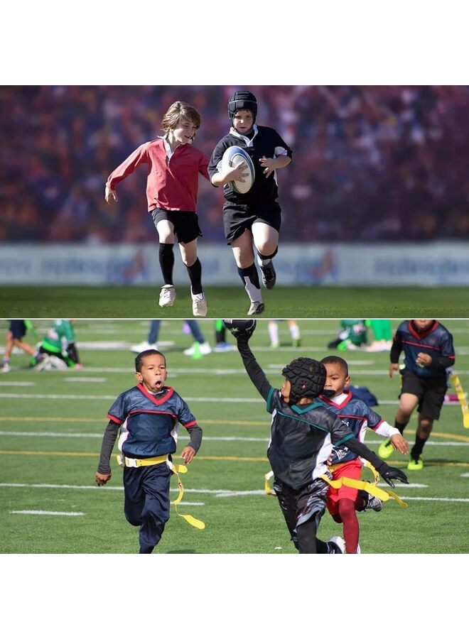 LAMAY Rugby Helmet, Rugby Headguards Soft Shell Flag Football Helmet 7v7 Rugby Helmet Scrum Cap Soccer Padded Headgear Adjustable Breathable Head Protector for Youth Kids Adults (Black-L) - Image 4