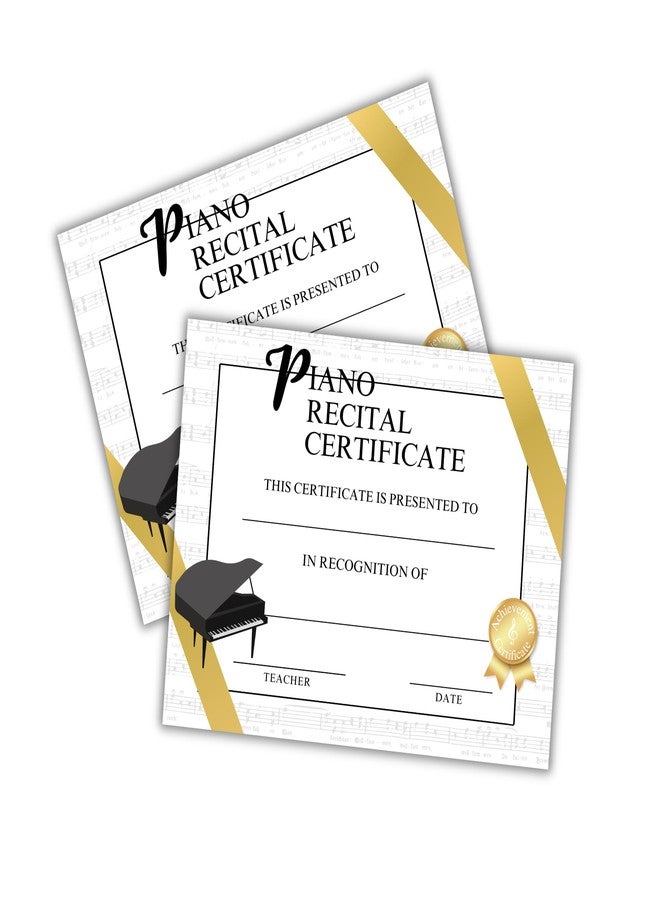 Lashicorn Piano Recital Certificate of Achievement Award | 50 pk 8.5x11” Recital Completion for Student Music Lessons Bulk Merit Blank Paper Orchestra Recognition Instrument - Image 1
