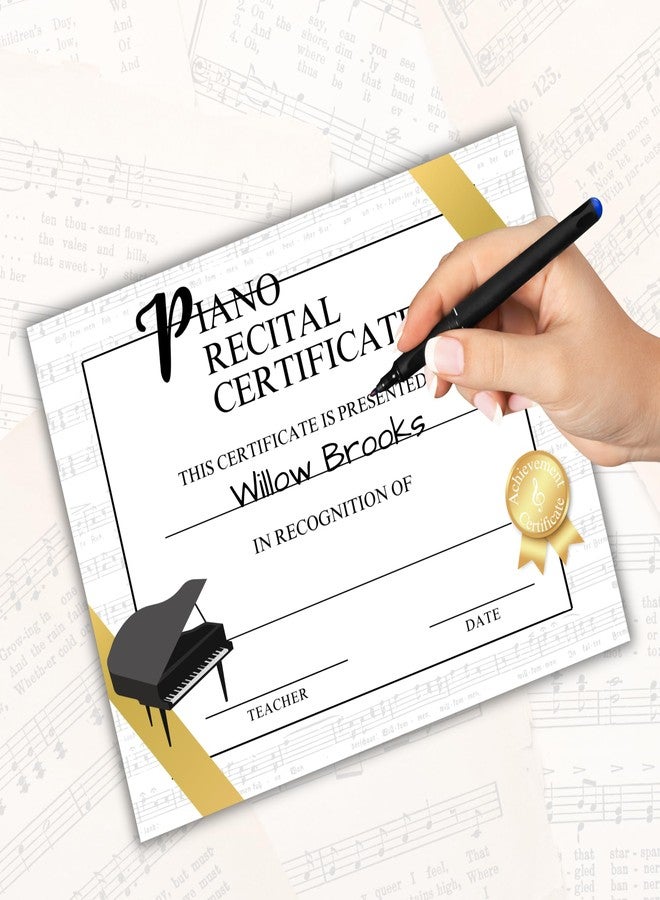 Lashicorn Piano Recital Certificate of Achievement Award | 50 pk 8.5x11” Recital Completion for Student Music Lessons Bulk Merit Blank Paper Orchestra Recognition Instrument - Image 3