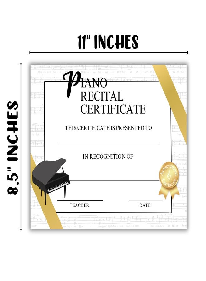 Lashicorn Piano Recital Certificate of Achievement Award | 50 pk 8.5x11” Recital Completion for Student Music Lessons Bulk Merit Blank Paper Orchestra Recognition Instrument - Image 4