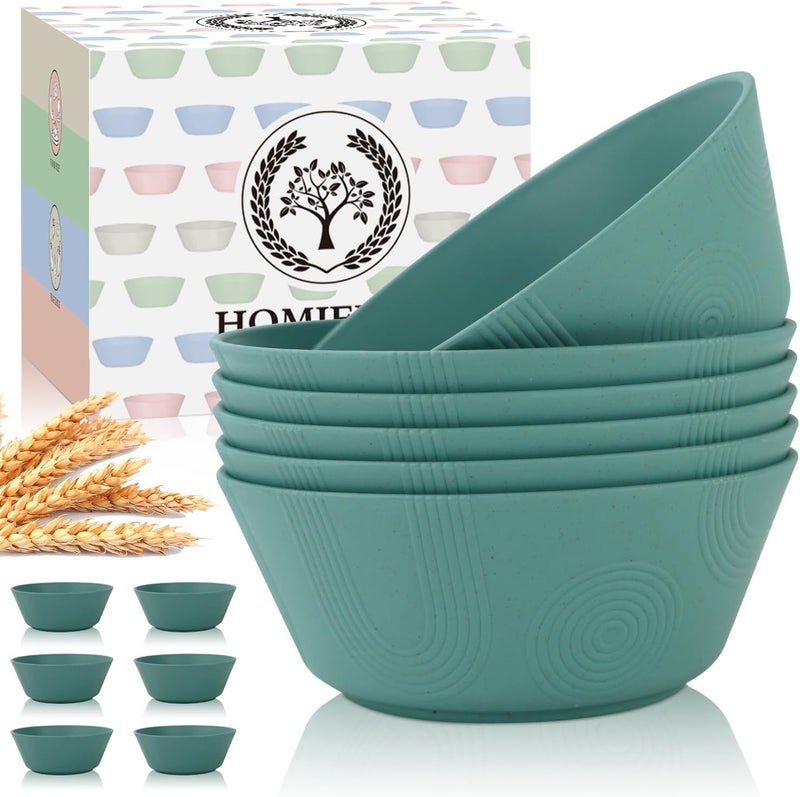 Homienly Wheat Straw Bowl Sets of 636oz Cereal BowlsMicrowave and Dishwasher Safe BowlsSoup Bowl Sets Alternative for Plastic Bowls for Serving SoupSaladGreen - Image 1