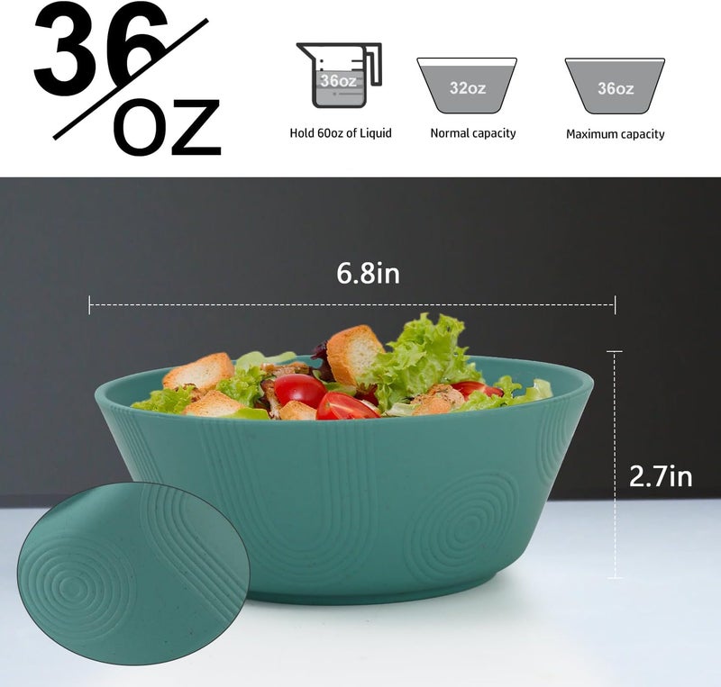Homienly Wheat Straw Bowl Sets of 636oz Cereal BowlsMicrowave and Dishwasher Safe BowlsSoup Bowl Sets Alternative for Plastic Bowls for Serving SoupSaladGreen - Image 2