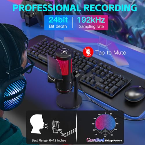 ZealSound USB Microphone for PC Mac iPhone & Android, Podcast Mic with Noise Cancellation, Touch Mute, RGB Light, Volume & Monitor Control, for Streaming Gaming Podcasting ASMR TikTok Discord YouTube - Image 5