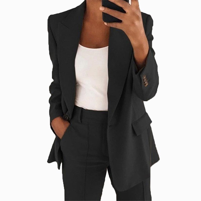 New Fashion Lapel High-End Sense Slim-Fit Elegant Suit Jacket Pants Suit Women - Image 2