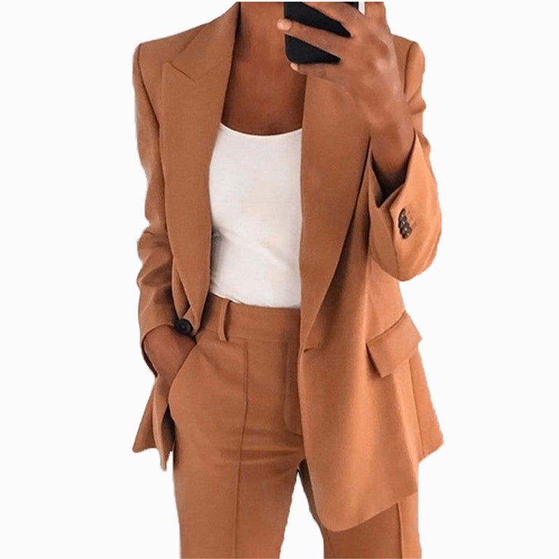 New Fashion Lapel High-End Sense Slim-Fit Elegant Suit Jacket Pants Suit Women - Image 3