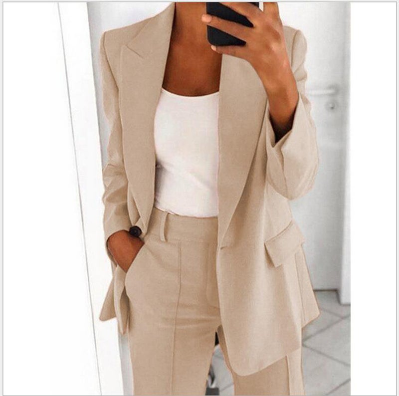 New Fashion Lapel High-End Sense Slim-Fit Elegant Suit Jacket Pants Suit Women - Image 1