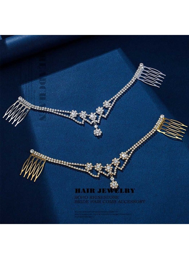 Fdesigner - Wedding Head Chain Rhinestone Vintage Bride Headpieces Tassel Boho Hair Jewelry Bridal Headband Women Hair Accessories For Party Festival (Silvercharm) - Image 1