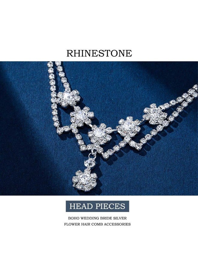 Fdesigner - Wedding Head Chain Rhinestone Vintage Bride Headpieces Tassel Boho Hair Jewelry Bridal Headband Women Hair Accessories For Party Festival (Silvercharm) - Image 1