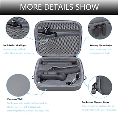 Flyekist Travel Case for DJI OM 6 - Portable Storage Bag Hardshell Carrying Case Fits DJI Osmo Mobile 6 Smartphone Gimbal Stabilizer and Accessories(Grey) - Image 3