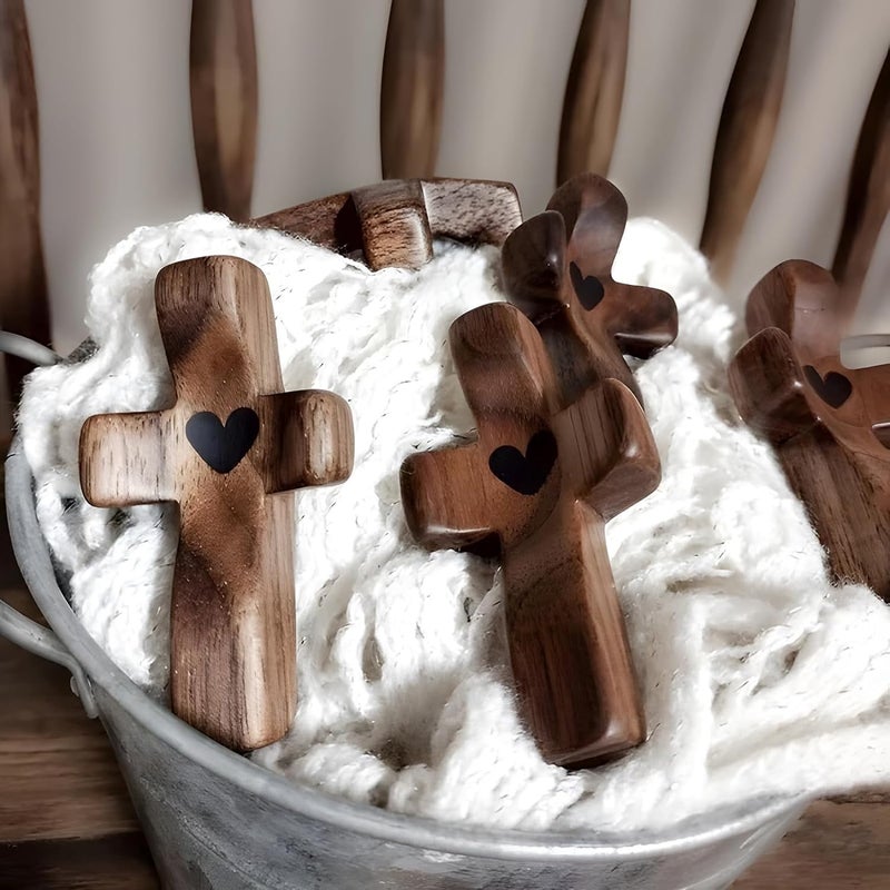 Yookin Cross My Heart/Encouragement Gift Wood Comfort Pocket Prayer Cross for Clutching, Clinging and Praying Christian Religious Gift - Image 3