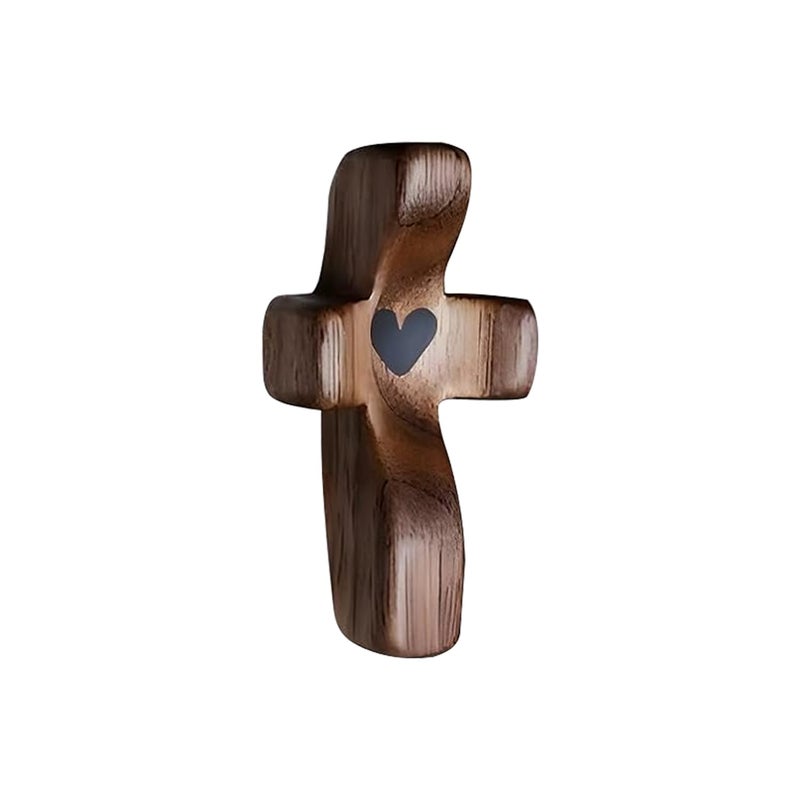 Yookin Cross My Heart/Encouragement Gift Wood Comfort Pocket Prayer Cross for Clutching, Clinging and Praying Christian Religious Gift - Image 1