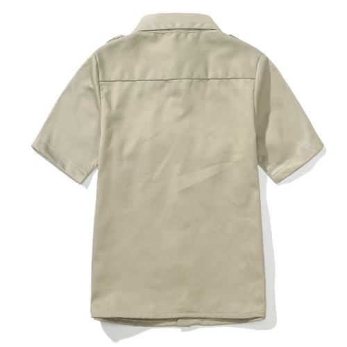 GRANDWISH Boys Short Sleeve Button-Down Shirt, Kids Work Shirt, Khaki Size 14 - Image 2