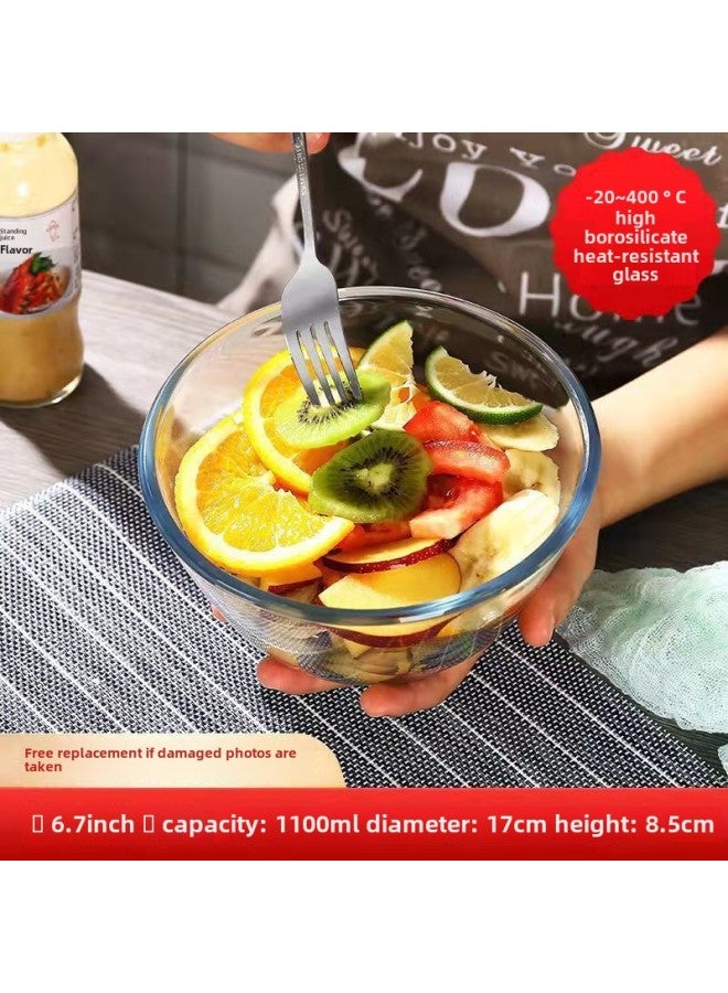 High Borosilicate Transparent Glass Bowl Large Thickened Salad Bowl Special For Microwave Oven And Basin Suit-Specifications:D1100ml Glass Bowl-Color:High Temperature Resistant And Can Be Put Into The Microwave Oven  - Image 1