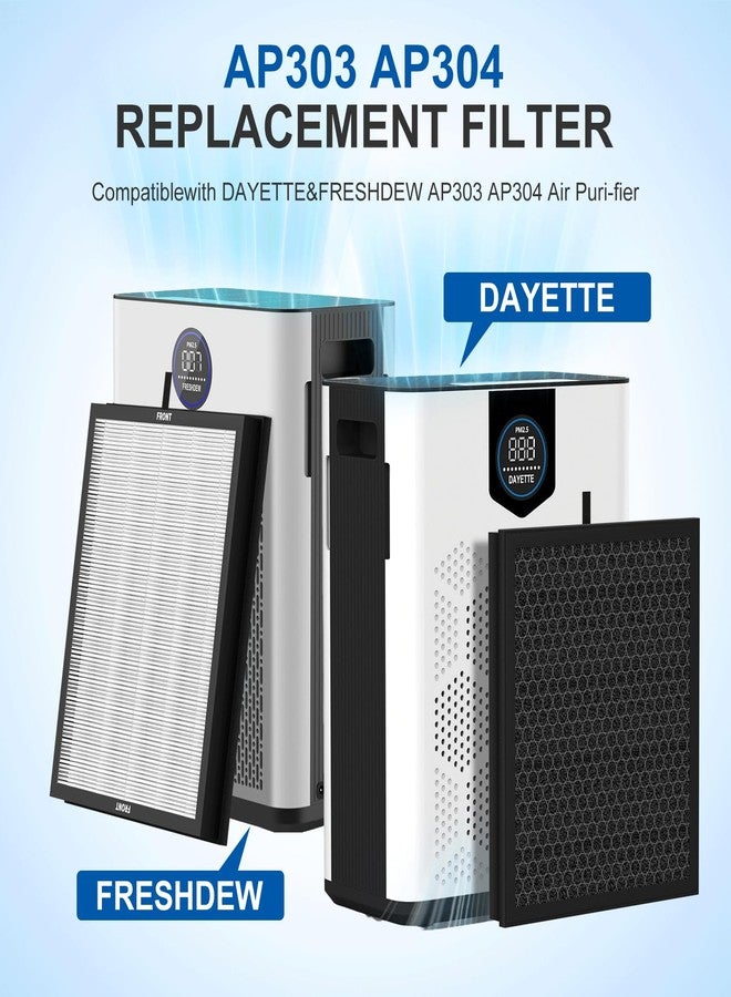 APRIL-FLOWER AP303 AP304 Replacement Filters, Compatible with DAYETTE ＆ FRESHDEW Air Puri-fier AP303/AP304, 3-in-1 Filtration System Replacement Filters,4 Pack - Image 2