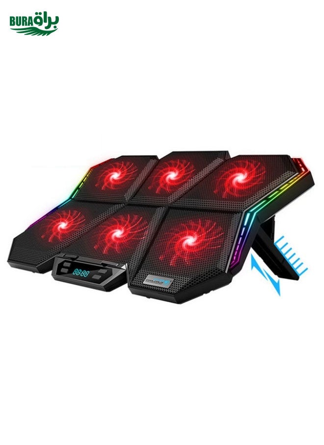 BURAQ - COOLCOLD RGB Notebook Radiator Six Fan Adjustable Laptop Cooling Base 5V Touch 12 Symphony Version - Image 1