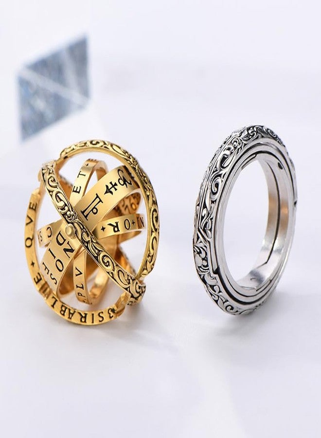 FORUBUS Astronomical Sphere Spinner Ring, Astronomy Ball Cosmic Finger Ring for Astronomer Fans Student Museum Memorial Souvenir (A Silver, 8) - Image 3