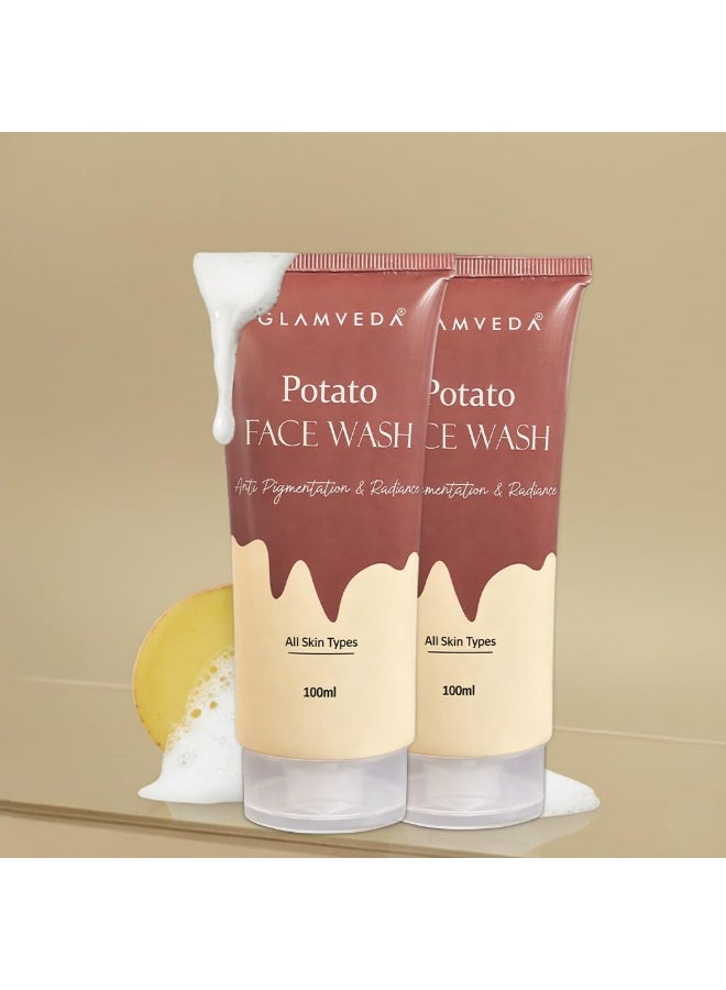 Glamveda Potato Anti Pigmentation Face wash | Reduces Hyperpigmentation & Clarifies skin | | All Skin Types | 100ML (Pack of 2) - Image 1