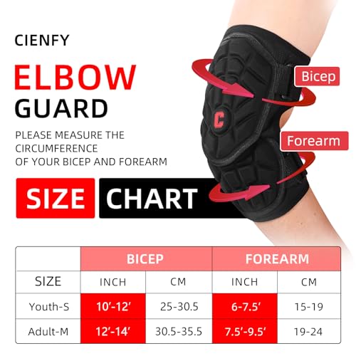Cienfy Batter's Forearm Elbow Guards for Baseball and Softball, Elbow Pads for Youth and Adult (Black Adult-M) - Image 2