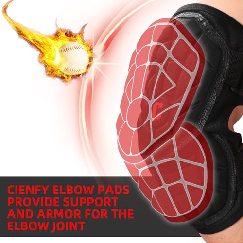 Cienfy Batter's Forearm Elbow Guards for Baseball and Softball, Elbow Pads for Youth and Adult (Black Adult-M) - Image 5
