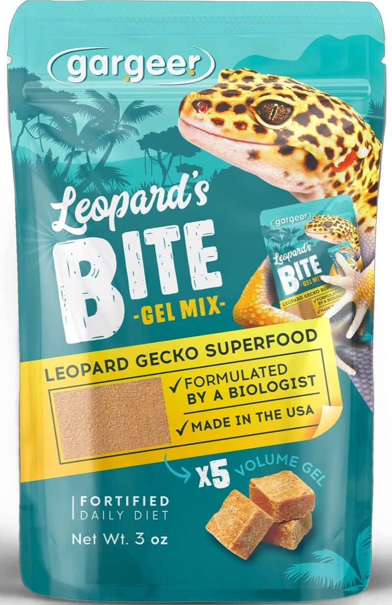 Gargeer طعام جارجير للجربوع الفهد الأخضر (Gargeer Leopard Gecko Food)، 3 أونصات. نظام غذائي جلي كامل مناسب للصغار والبالغين. مصنوع بفخر في الولايات المتحدة الأمريكية، باستخدام مكونات عالية الجودة وصيغة غذائية فاخرة. استمتعوا بالطعم!!! - Image 1