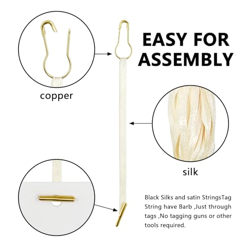 BDS-HOME 4.5 Inch 500pcs Hang Tag String Silks and Satin Strings, Safety Pin and Barb Fasteners for Clothing Hang Tags, Beige - Image 4