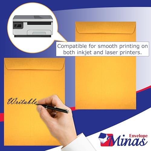 Minas Envelope 500 Minas Envelope 6" x 9" Catalog Envelope (Open End), 24lb. Brown Kraft, Gum Flap (500 Envelopes) - Image 3