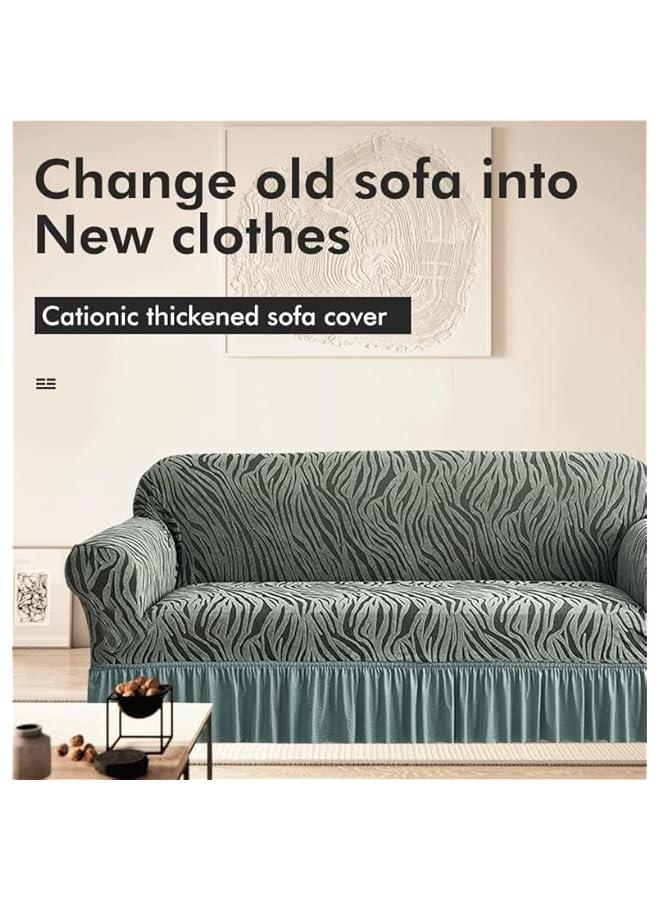MIXDE Thick Sofa Cover with Skirt, Stretchable Full Cover Dustproof Sofa Towel Couch Slipcover，Pure Color Combination Sofa Cover, for Furniture Protection (Grey, 2 seater) - Image 4