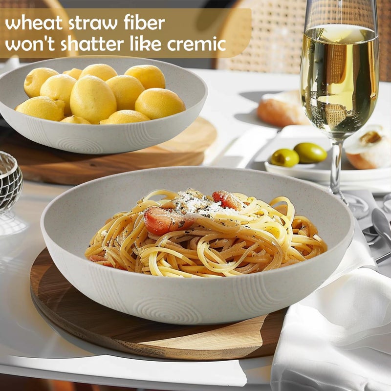 Wrova 2 Pack Salad Bowls10inch 65oz Large Salad Bowl SetPlastic Bowl for Kitchenwheat straw bowls Set for SoupCerealRamenFruitSaladDishwasher  Microwave SafeEasy CleanGray - Image 4