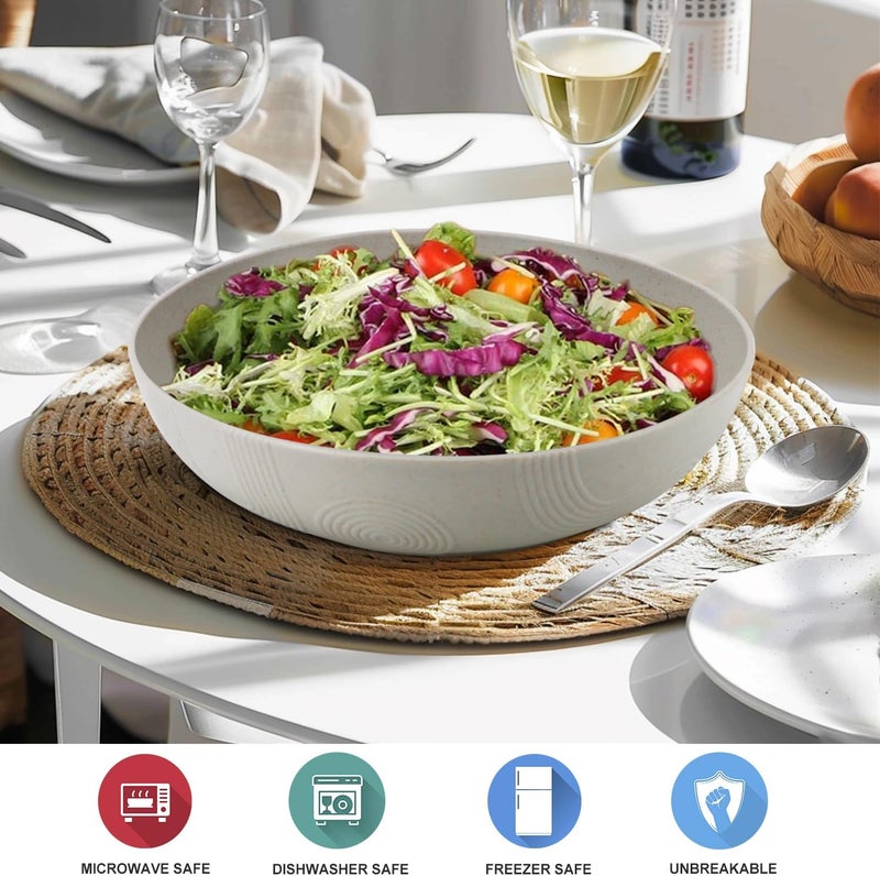 Wrova 2 Pack Salad Bowls10inch 65oz Large Salad Bowl SetPlastic Bowl for Kitchenwheat straw bowls Set for SoupCerealRamenFruitSaladDishwasher  Microwave SafeEasy CleanGray - Image 5
