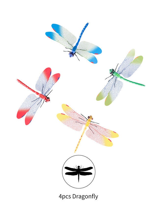 NIBEMINENT 4-Piece Dragonfly Garden Lawn Decorating Sticker Set Multicolour - Image 1
