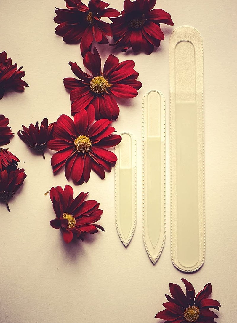 SYOSI 3 قطع ملفات أظافر زجاجية تشيكية مصقولة مهنية من زجاج تشيكي مقسى مجموعة هدايا مصنوعة يدويًا قابلة للغسل ملف أظافر مزدوج الجوانب ملفات أظافر محفورة ملف أظافر كريستالي للأظافر الطبيعية - Image 4