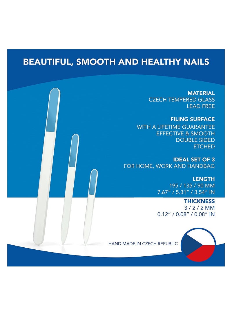 SYOSI 3 قطع ملفات أظافر زجاجية تشيكية مصقولة مهنية من زجاج تشيكي مقسى مجموعة هدايا مصنوعة يدويًا قابلة للغسل ملف أظافر مزدوج الجوانب ملفات أظافر محفورة ملف أظافر كريستالي للأظافر الطبيعية - Image 2