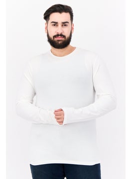 Men Crew Neck Long Sleeves Brand Logo T-Shirt,White