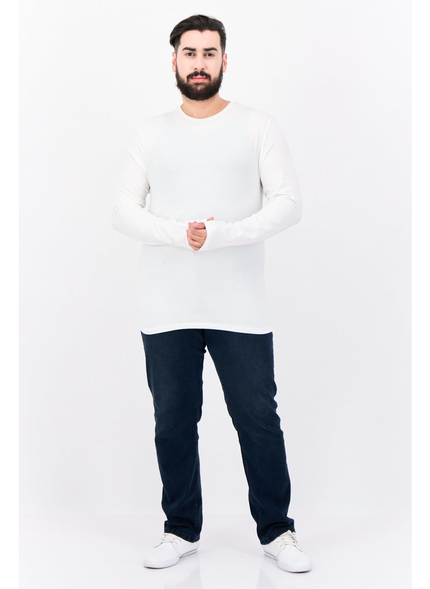 GAS - Men Crew Neck Long Sleeves Brand Logo T-Shirt,White - Image 1
