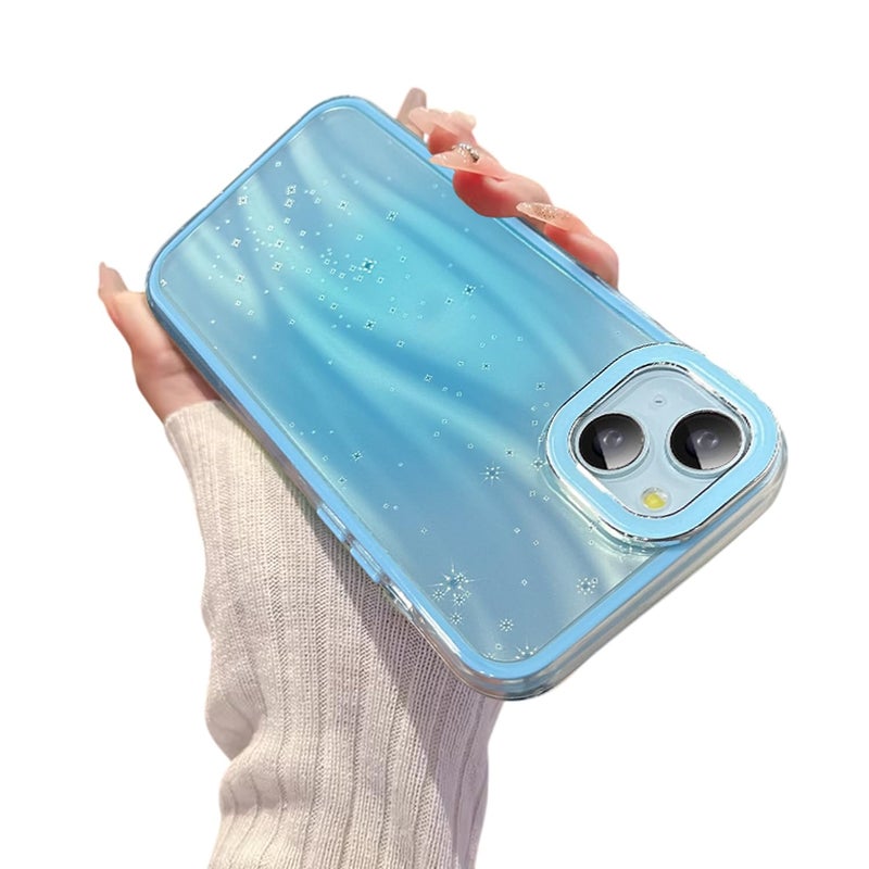 VONZEE Compatible for iPhone 15 6.1'' Case Bling Star Gradient Shiny Colorful Case with Full Camera Protection Shockproof Case PC+TPU Glossy Shiny Cover for Girls Women,Blue - Image 1