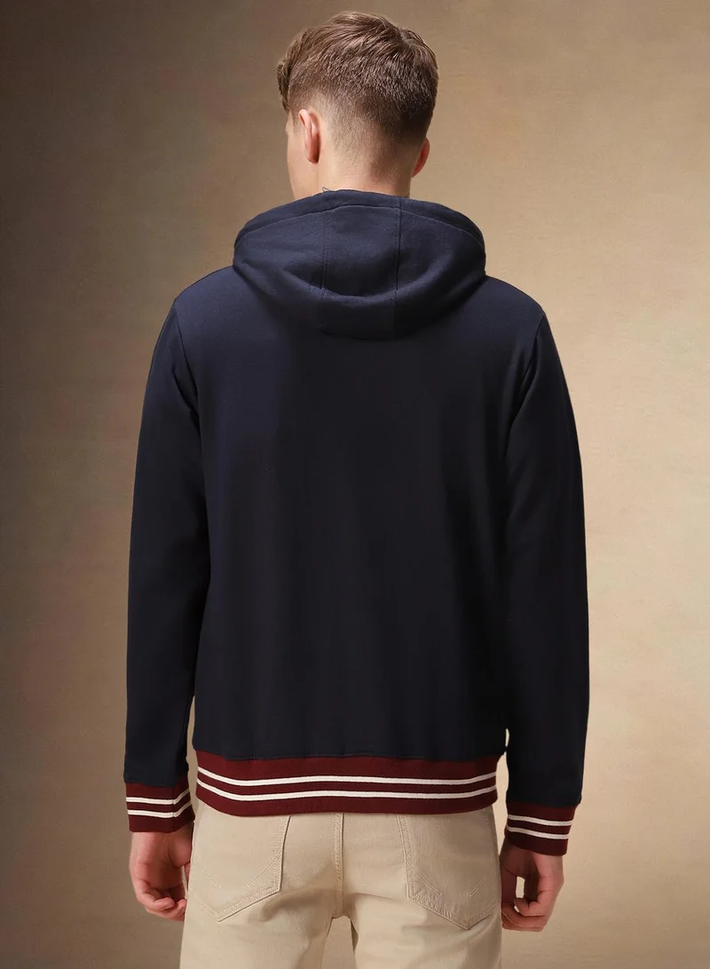Dennis Lingo Men's Navy Polyester Blend Solid Regular Fit Sweatshirt
